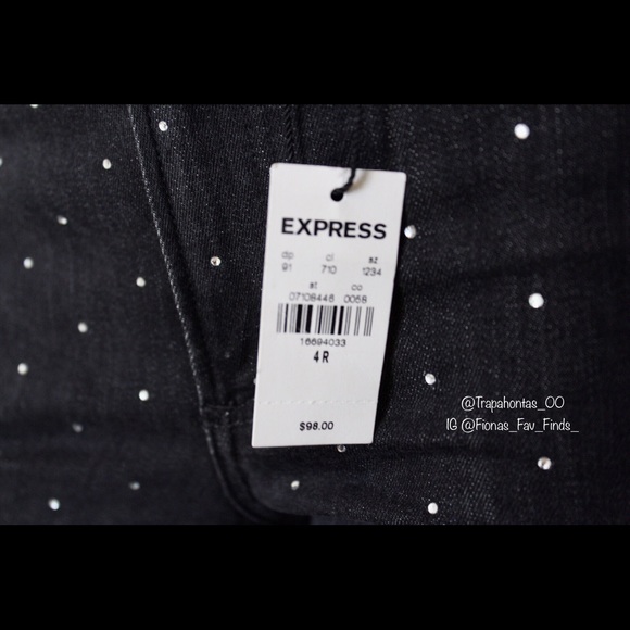 Express | Blk Wash Rhinestone Jeweled Skinny Jeans - Picture 7 of 12